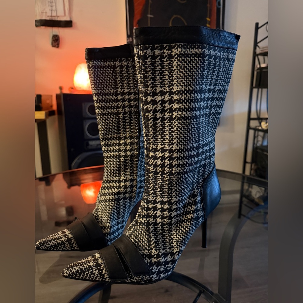 Miss Sixty Black and White Houndstooth Women's Boots Size 41